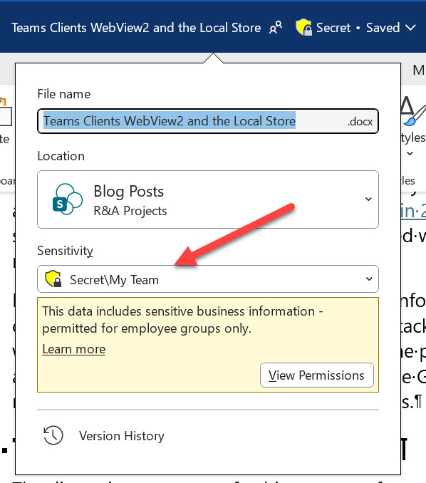Parent and child label structure as displayed in Word.