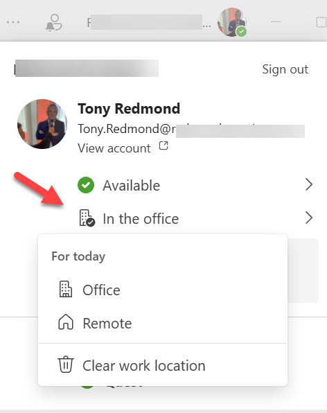 Manually setting the Teams work location for a user.